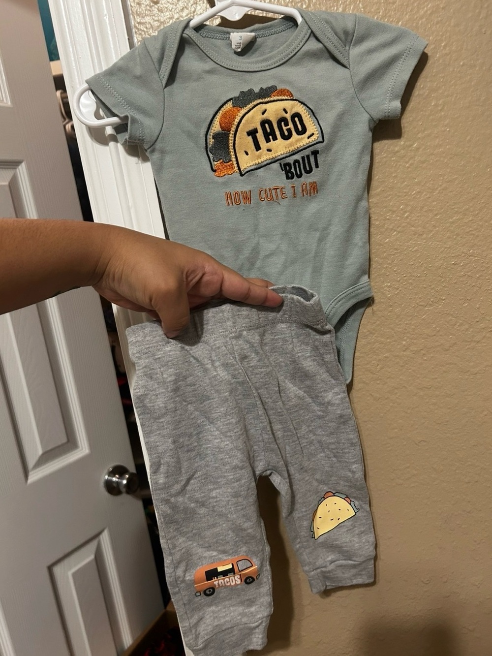 Baby boy Grey Taco-Print Bottoms - Unbranded